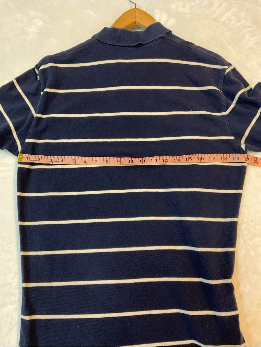 Vintage Polo Ralph Lauren Striped Golf Polo Shirt Size M Short Sleeve Navy